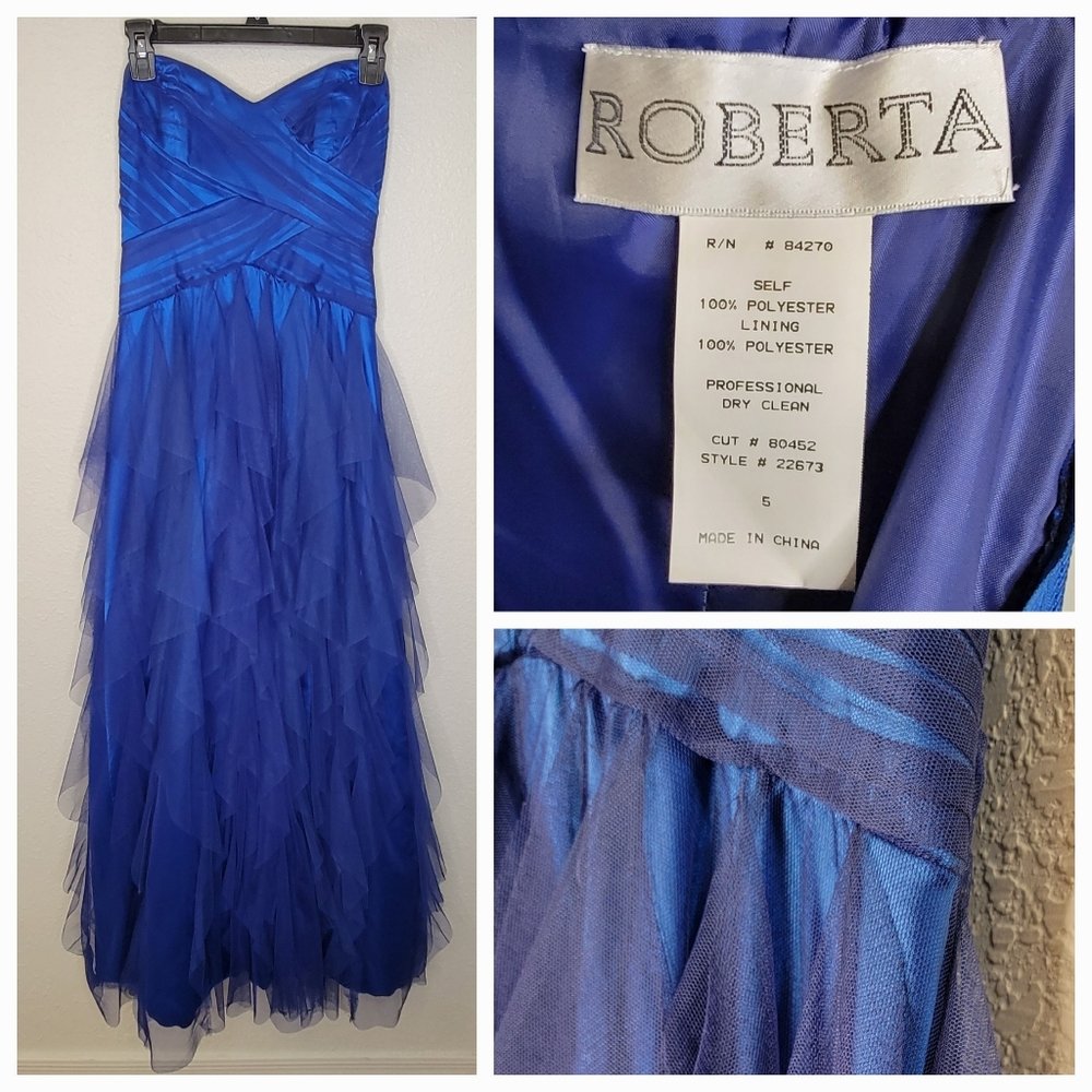 Roberta Blue Long Tulle Dress